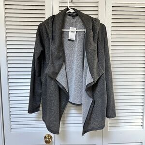 Green Envelope Open Front Hoodie Bronze Metallic Gray Neutral Pockets Large